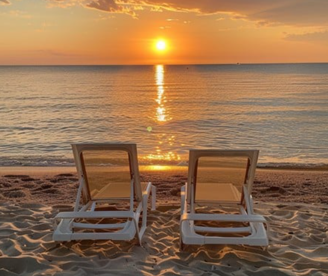 Tranquil beach landscape for Regular Virtual Therapy Session - soothing water view